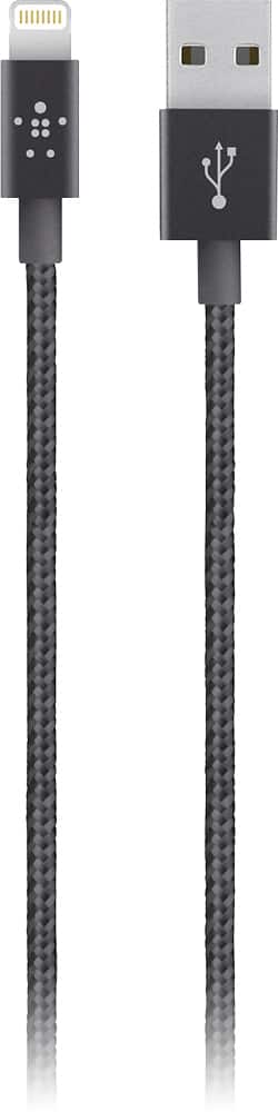 Belkin - MIXIT 4' Metallic Lightning to USB Cable - Black - Front Zoom