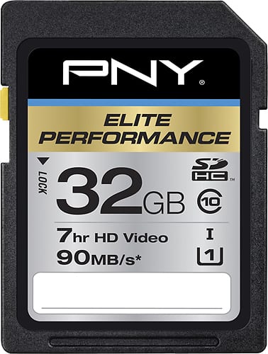 PNY - Pro Elite 32GB SDHC Class 10 Memory Card - Black - Larger Front