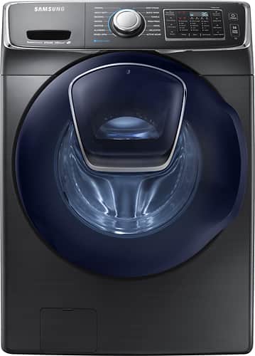 Samsung - 4.5 Cu. Ft. 14-Cycle Addwash™ High-Efficiency Front-Loading Washer with Steam - Black Stainless - Larger Front