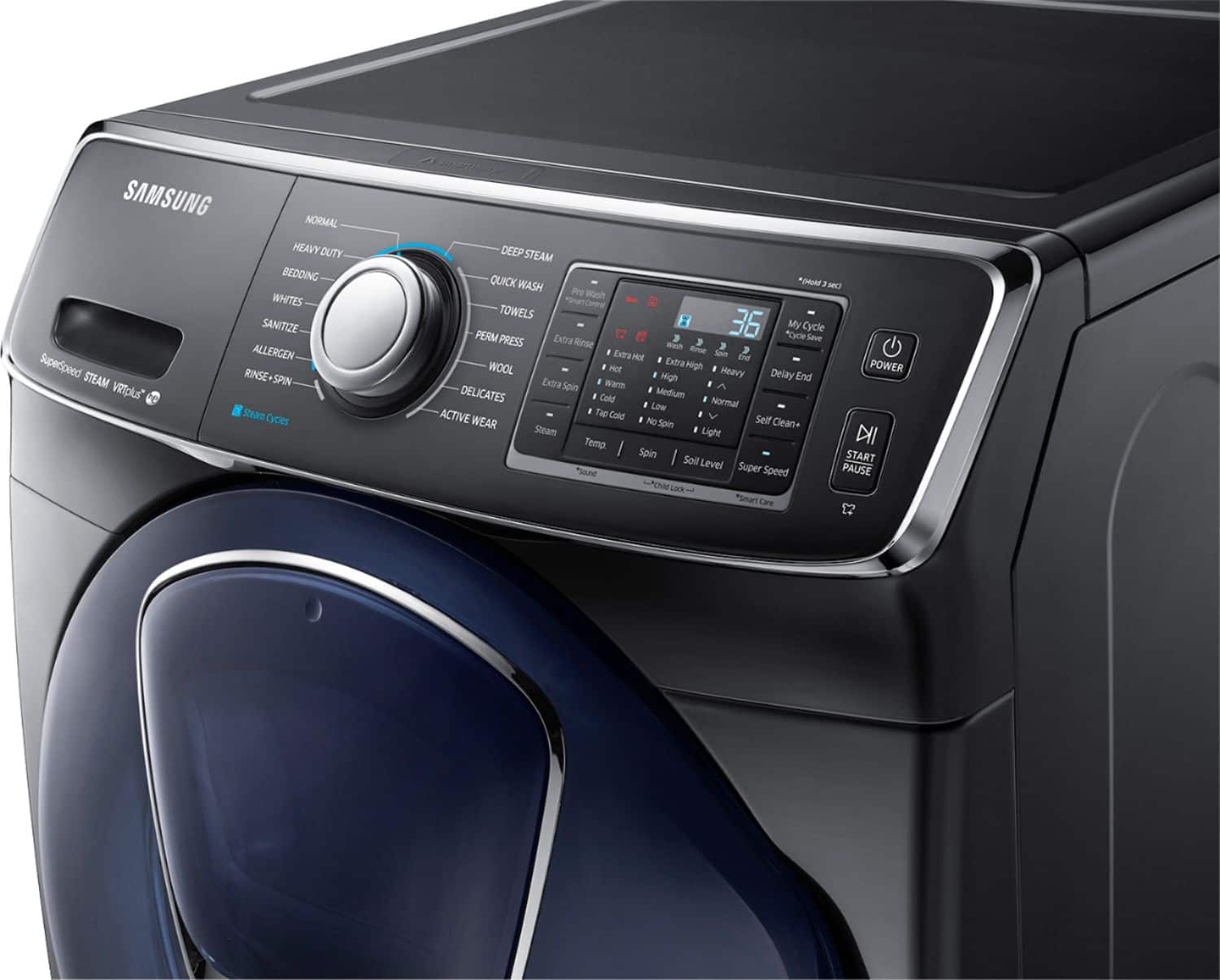 Samsung - 4.5 Cu. Ft. 14-Cycle Addwash™ High-Efficiency Front-Loading Washer with Steam - Black Stainless - AlternateView13 Zoom