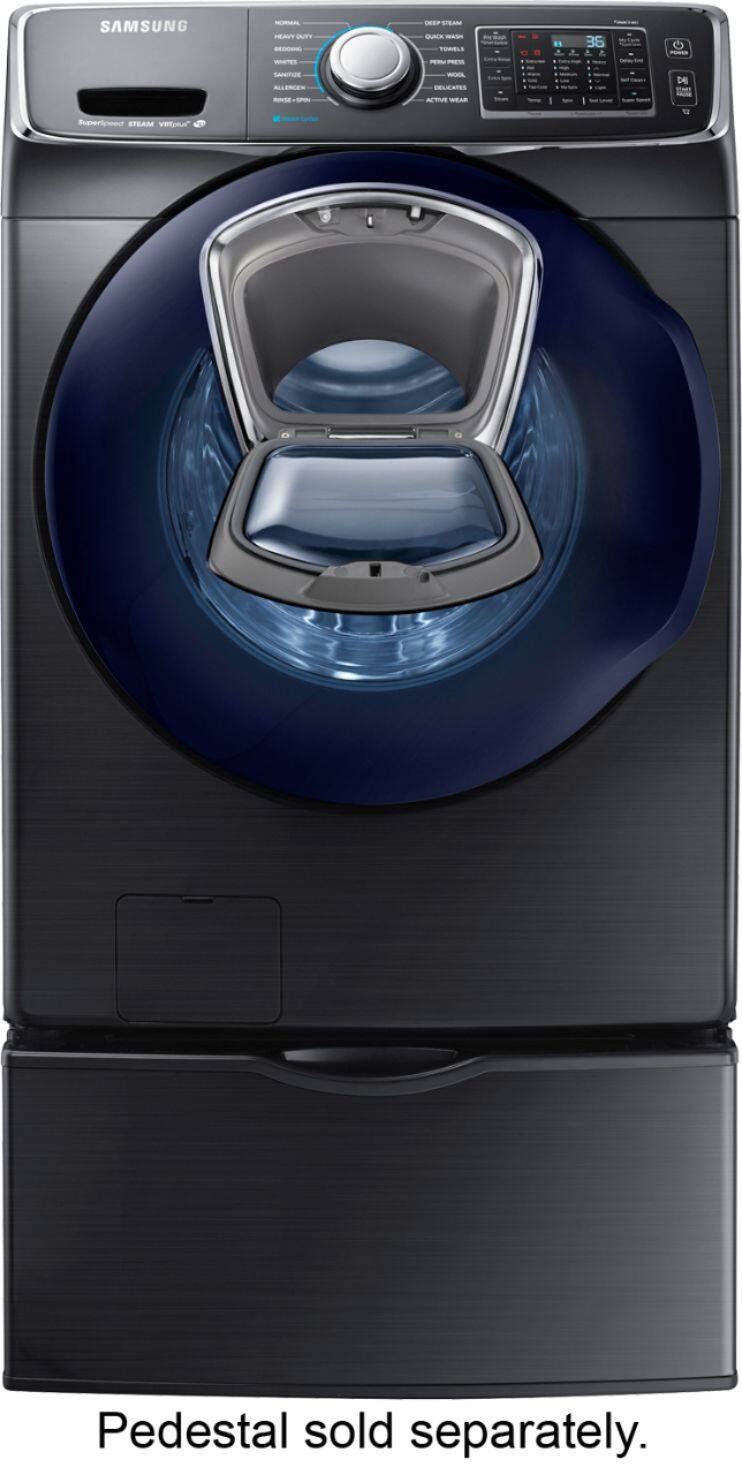 Samsung - 4.5 Cu. Ft. 14-Cycle Addwash™ High-Efficiency Front-Loading Washer with Steam - Black Stainless - AlternateView16 Zoom