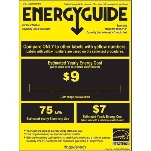 Samsung - 5.0 Cu. Ft. 14-Cycle Addwash™ High-Efficiency Front-Loading Washer with Steam - White - Energy Guide