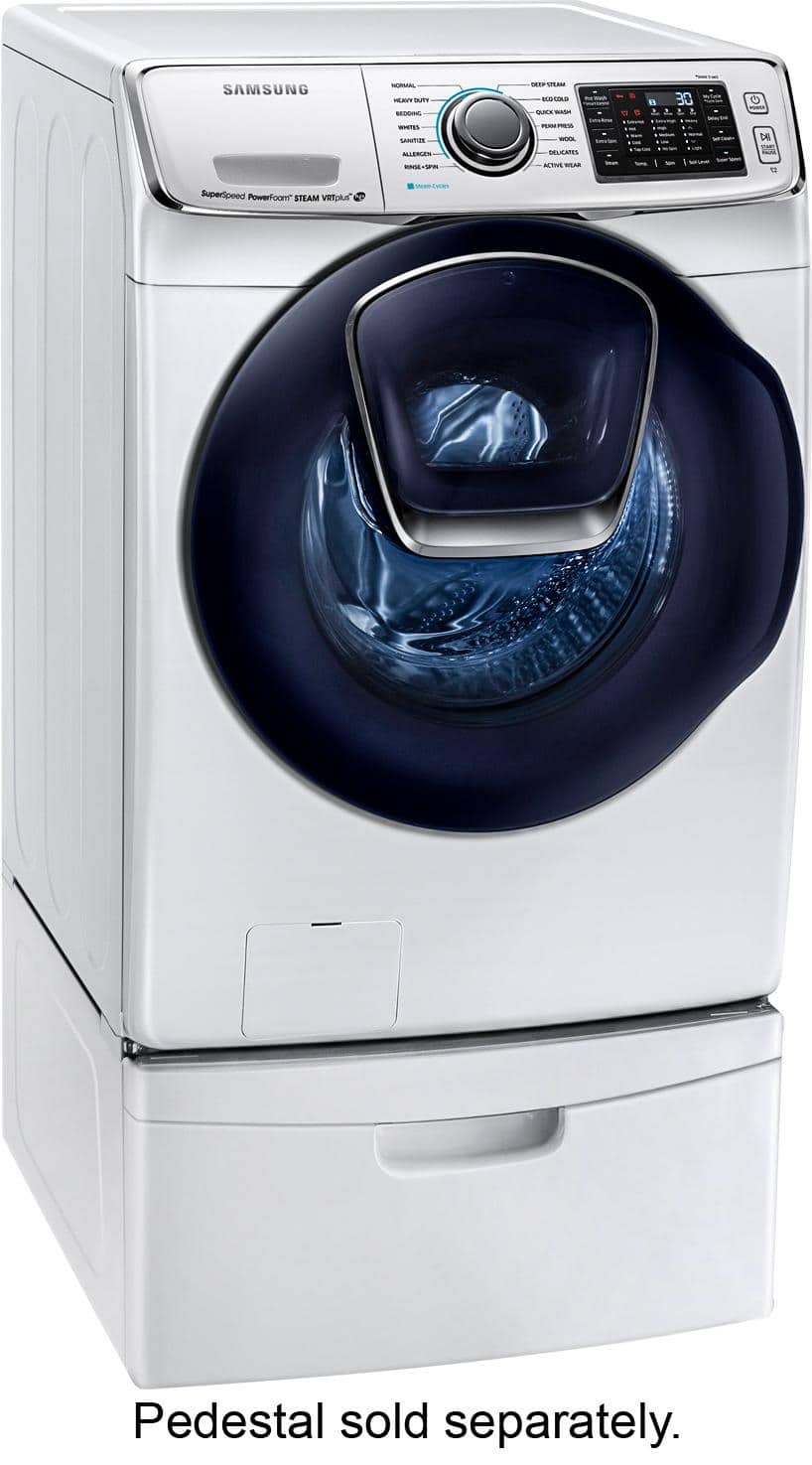 Samsung - 5.0 Cu. Ft. 14-Cycle Addwash™ High-Efficiency Front-Loading Washer with Steam - White - Angle Zoom