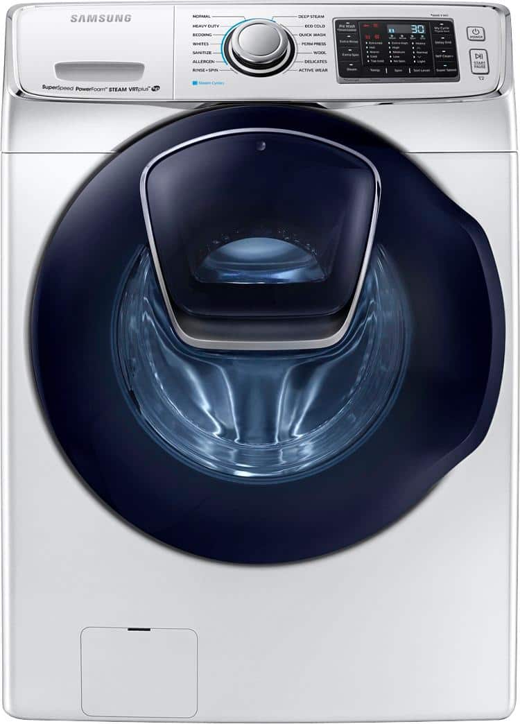 Samsung - 5.0 Cu. Ft. 14-Cycle Addwash™ High-Efficiency Front-Loading Washer with Steam - White - Front Zoom