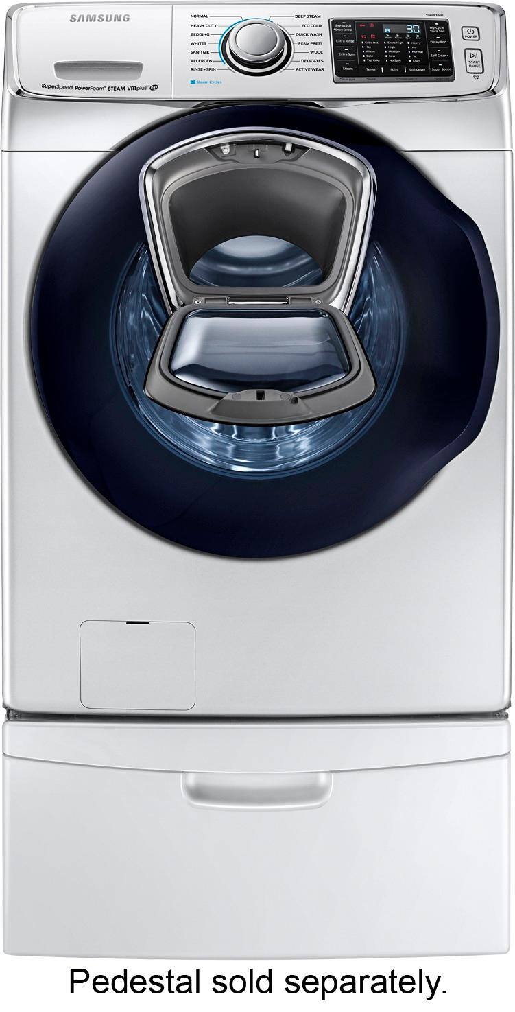 Samsung - 5.0 Cu. Ft. 14-Cycle Addwash™ High-Efficiency Front-Loading Washer with Steam - White - AlternateView12 Zoom