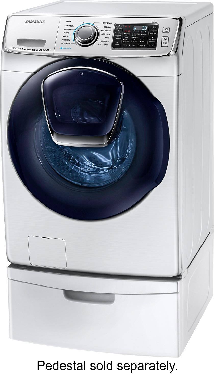 Samsung - 5.0 Cu. Ft. 14-Cycle Addwash™ High-Efficiency Front-Loading Washer with Steam - White - Left Zoom