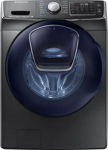 Samsung - 5.0 Cu. Ft. 14-Cycle Addwash™ High-Efficiency Front-Loading Washer with Steam - Black Stainless - Larger Front