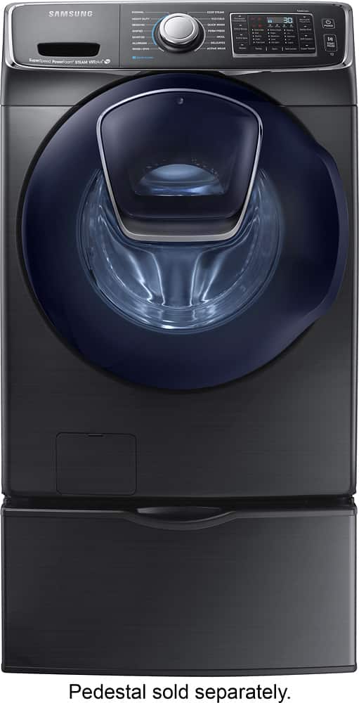 Samsung - 5.0 Cu. Ft. 14-Cycle Addwash™ High-Efficiency Front-Loading Washer with Steam - Black Stainless - AlternateView11 Zoom