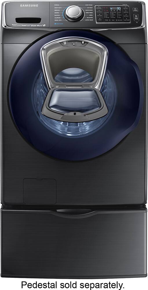 Samsung - 5.0 Cu. Ft. 14-Cycle Addwash™ High-Efficiency Front-Loading Washer with Steam - Black Stainless - AlternateView12 Zoom