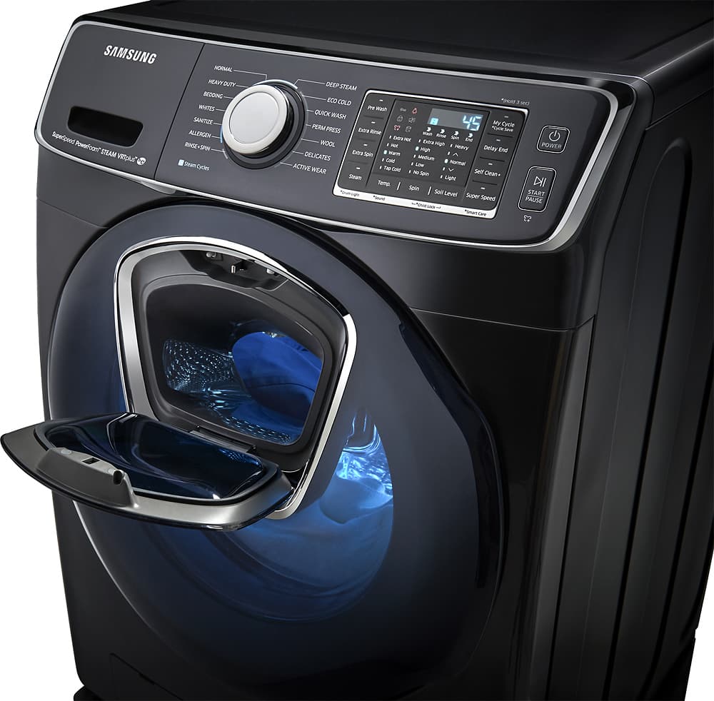 Samsung - 5.0 Cu. Ft. 14-Cycle Addwash™ High-Efficiency Front-Loading Washer with Steam - Black Stainless - AlternateView13 Zoom