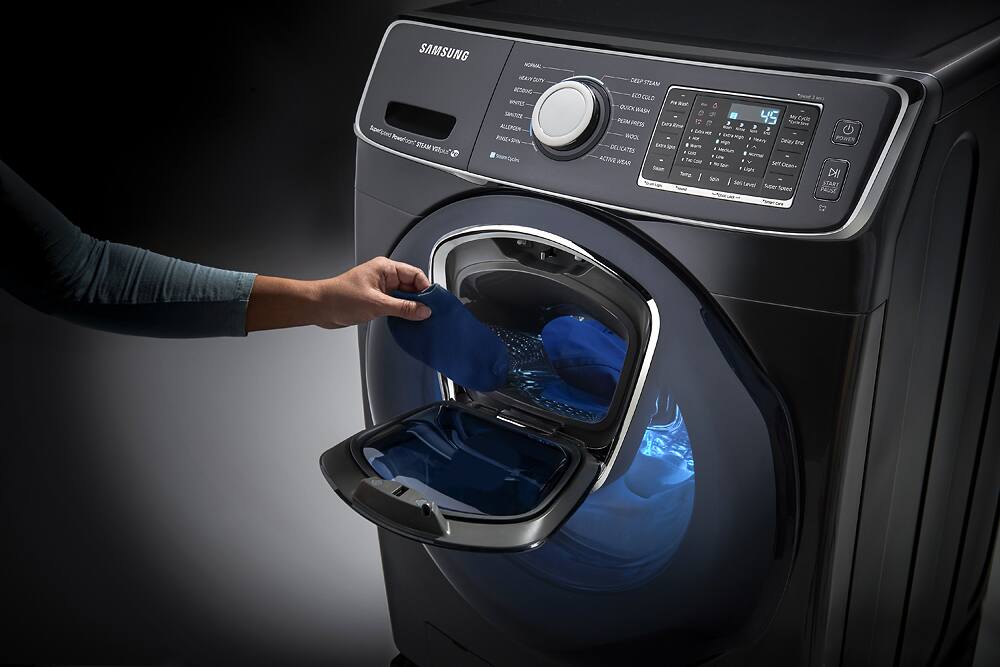 Samsung - 5.0 Cu. Ft. 14-Cycle Addwash™ High-Efficiency Front-Loading Washer with Steam - Black Stainless - AlternateView15 Zoom