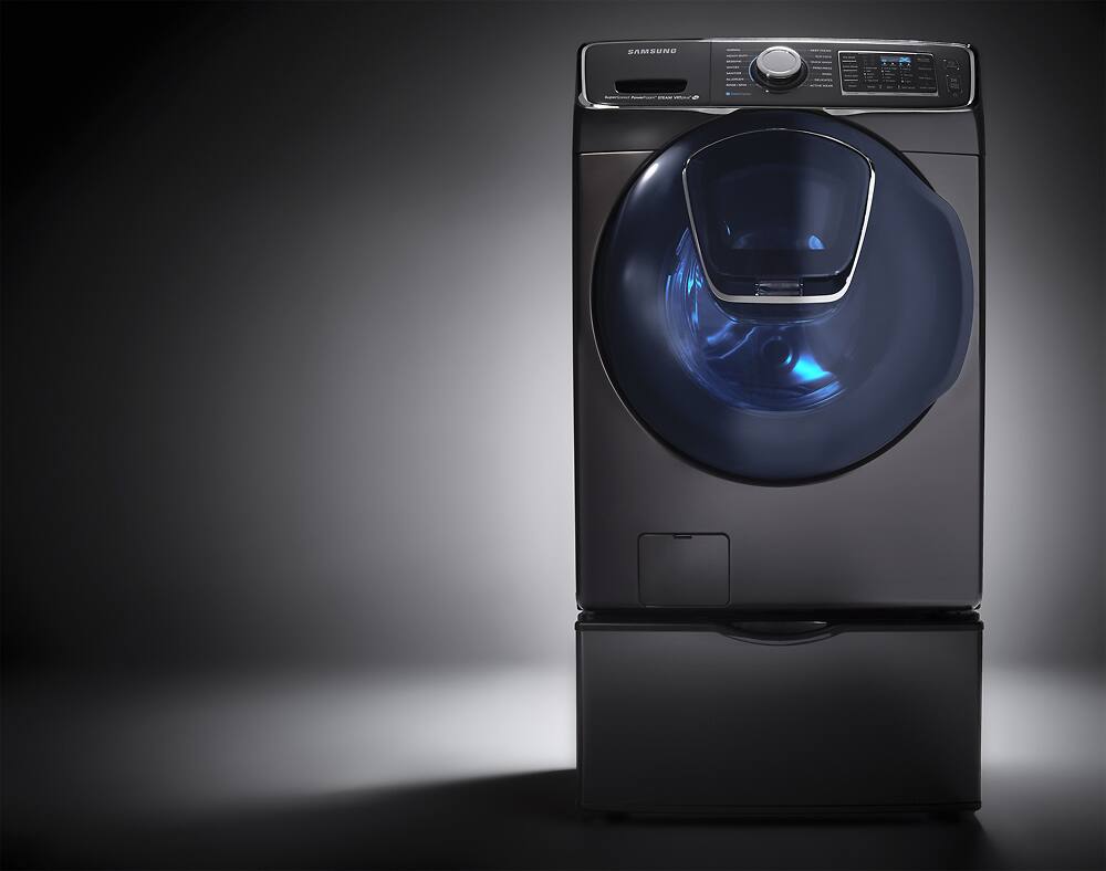 Samsung - 5.0 Cu. Ft. 14-Cycle Addwash™ High-Efficiency Front-Loading Washer with Steam - Black Stainless - AlternateView17 Zoom