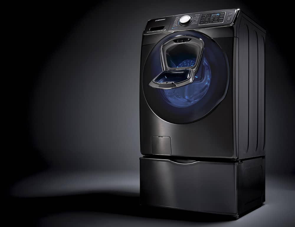 Samsung - 5.0 Cu. Ft. 14-Cycle Addwash™ High-Efficiency Front-Loading Washer with Steam - Black Stainless - AlternateView18 Zoom
