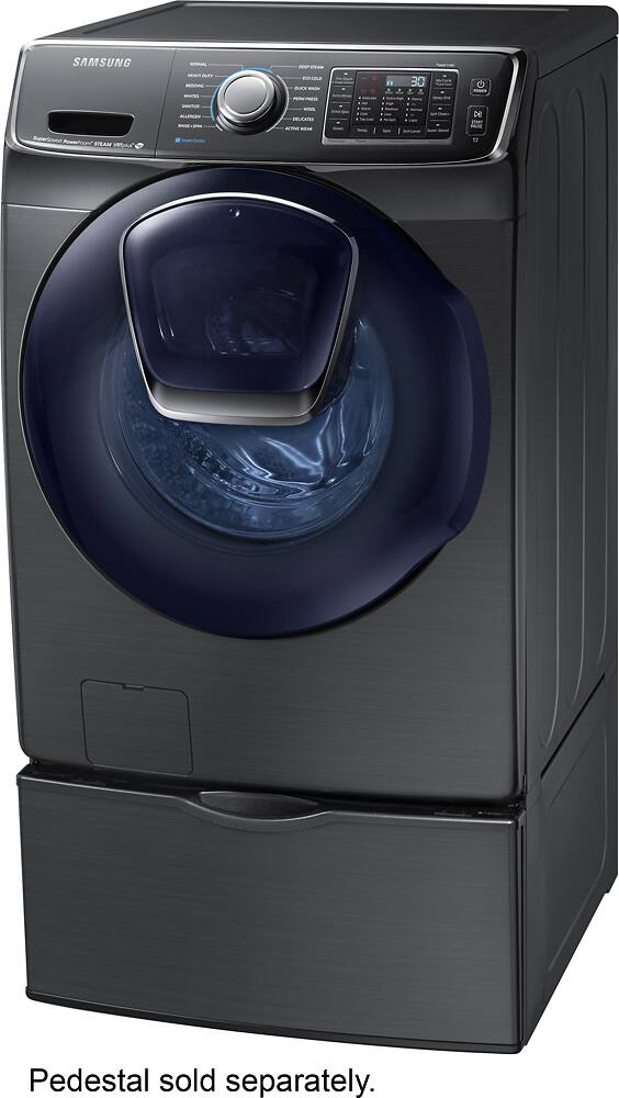 Samsung - 5.0 Cu. Ft. 14-Cycle Addwash™ High-Efficiency Front-Loading Washer with Steam - Black Stainless - Left Zoom