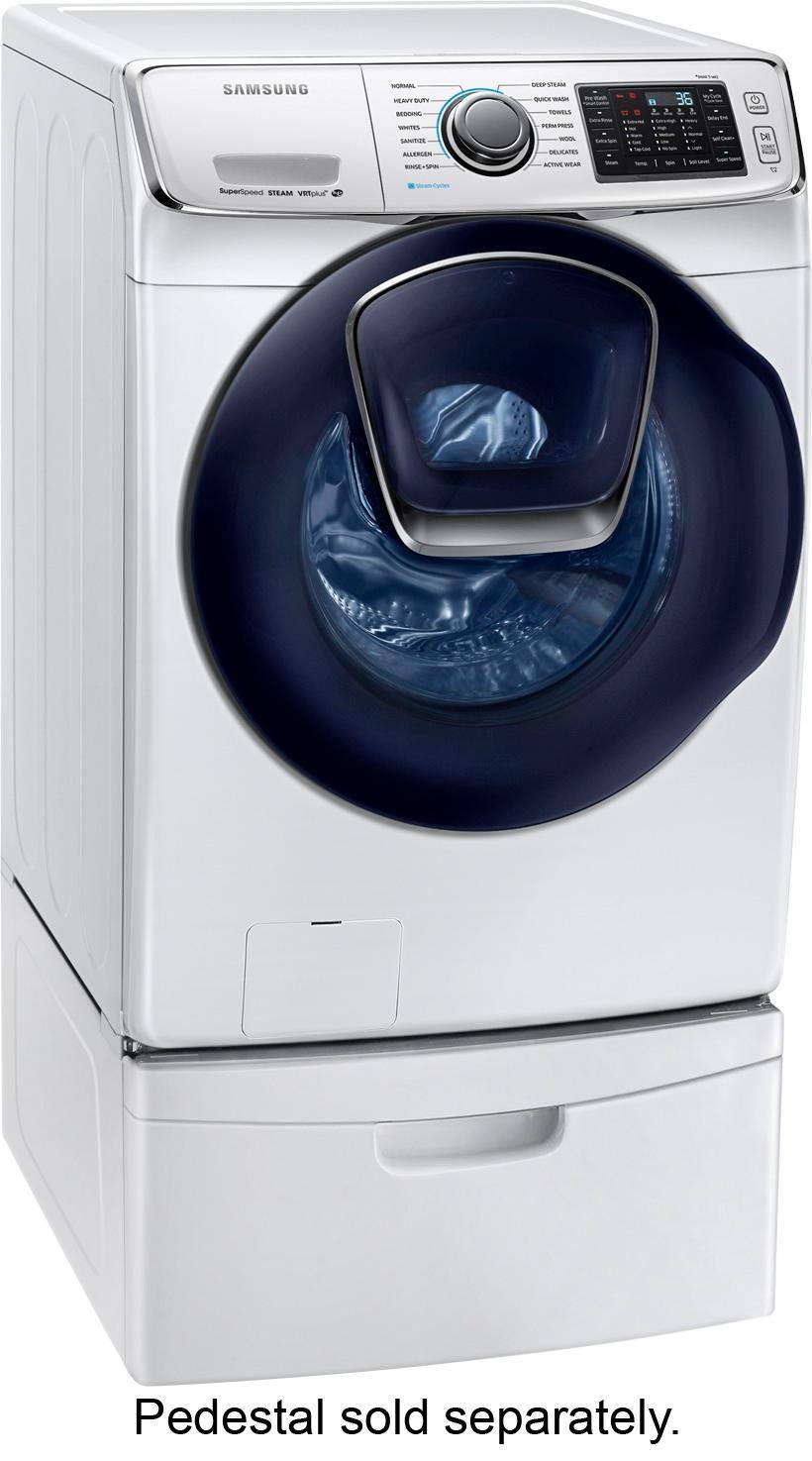Samsung - 4.5 Cu. Ft. 14-Cycle Addwash™ High-Efficiency Front-Loading Washer with Steam - White - Angle Zoom