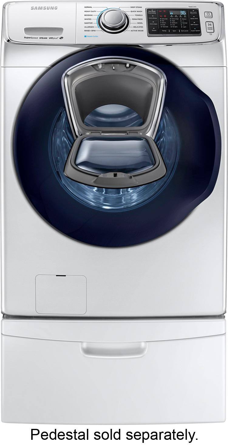 Samsung - 4.5 Cu. Ft. 14-Cycle Addwash™ High-Efficiency Front-Loading Washer with Steam - White - AlternateView12 Zoom