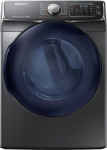 Samsung - 7.5 Cu. Ft. 14-Cycle High-Efficiency Electric Dryer with Steam - Black Stainless - Larger Front