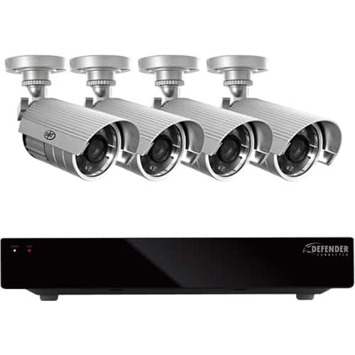 Defender - 4-Channel, 4-Camera Outdoor Wired 1TB DVR Surveillance System - Larger Front