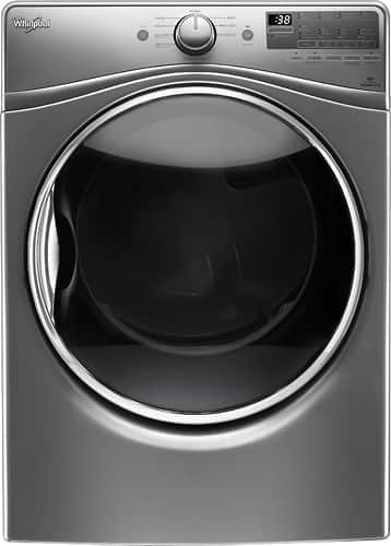 Whirlpool - 7.4 Cu. Ft. 10-Cycle Electric Dryer with Steam - Chrome Shadow - Larger Front