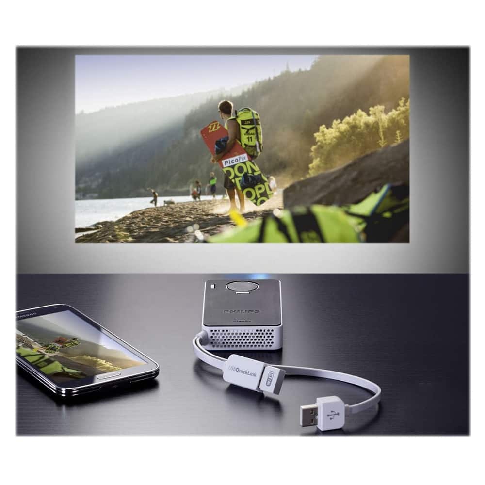 Philips - PicoPix PPX4350W DLP Projector - Black/white - Back Zoom