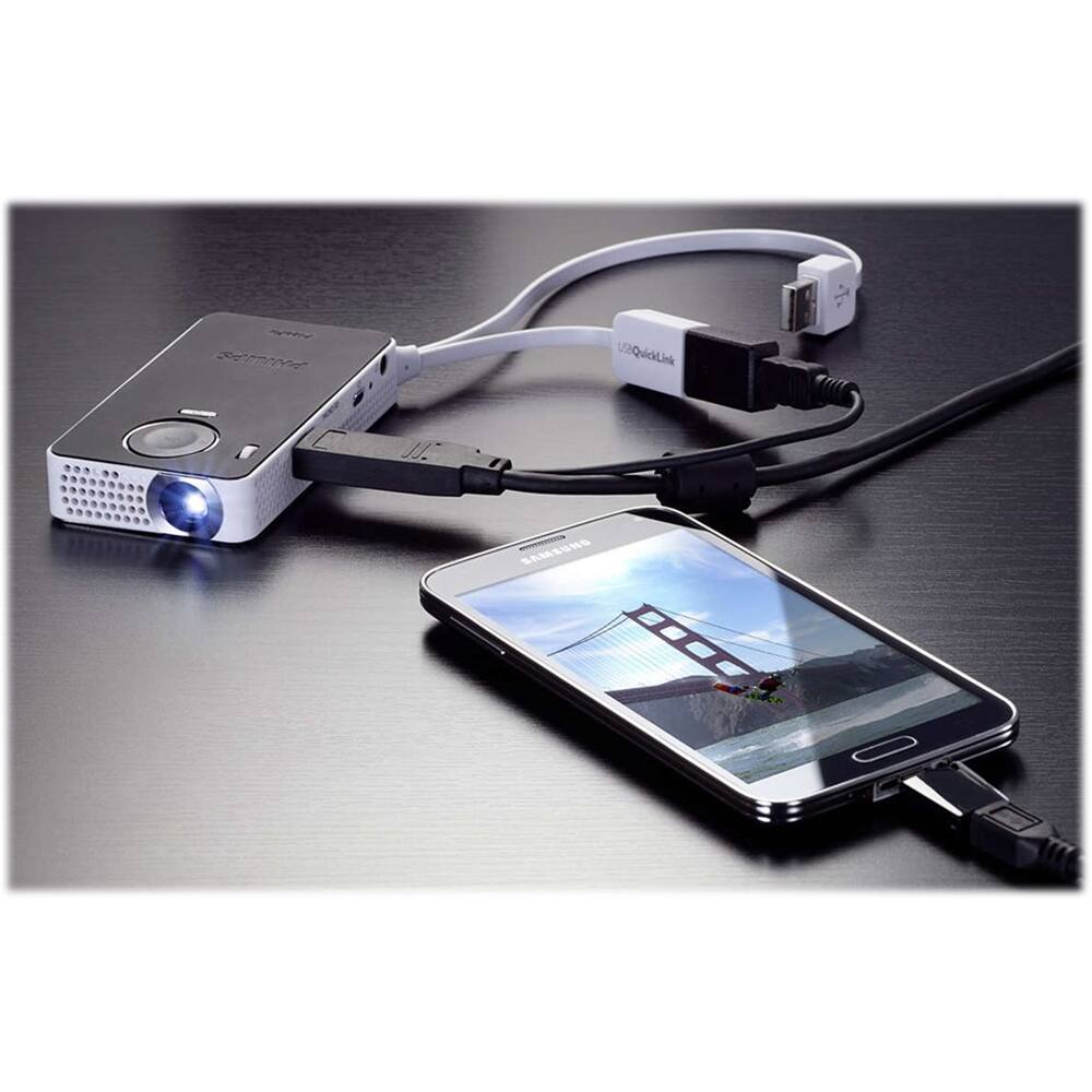 Philips - PicoPix PPX4350W DLP Projector - Black/white - Angle Zoom