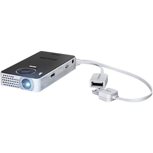 Philips - PicoPix PPX4350W DLP Projector - Black/white - Larger Front