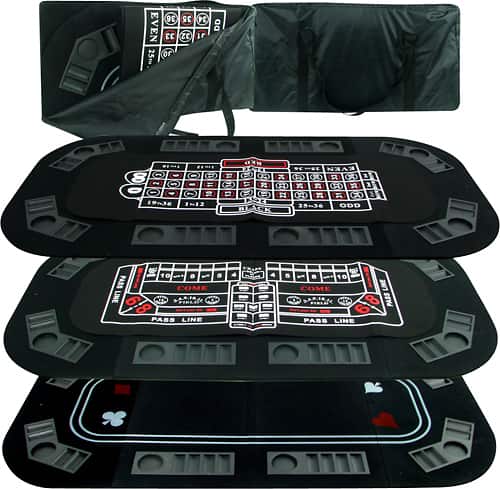 Trademark Games - 8-Player Poker, Craps and Roulette Tabletop - Black - Larger Front