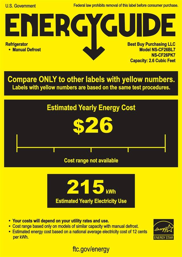 Insignia™ - 2.6 Cu. Ft. Dry-Erase Compact Refrigerator - Blue - Energy Guide
