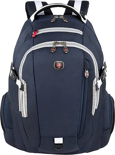 SwissGear - Commute Deluxe Laptop Backpack - Navy/White - Larger Front