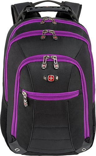 SwissGear - Skywalk Deluxe Laptop Backpack - Black/Orchid - Larger Front