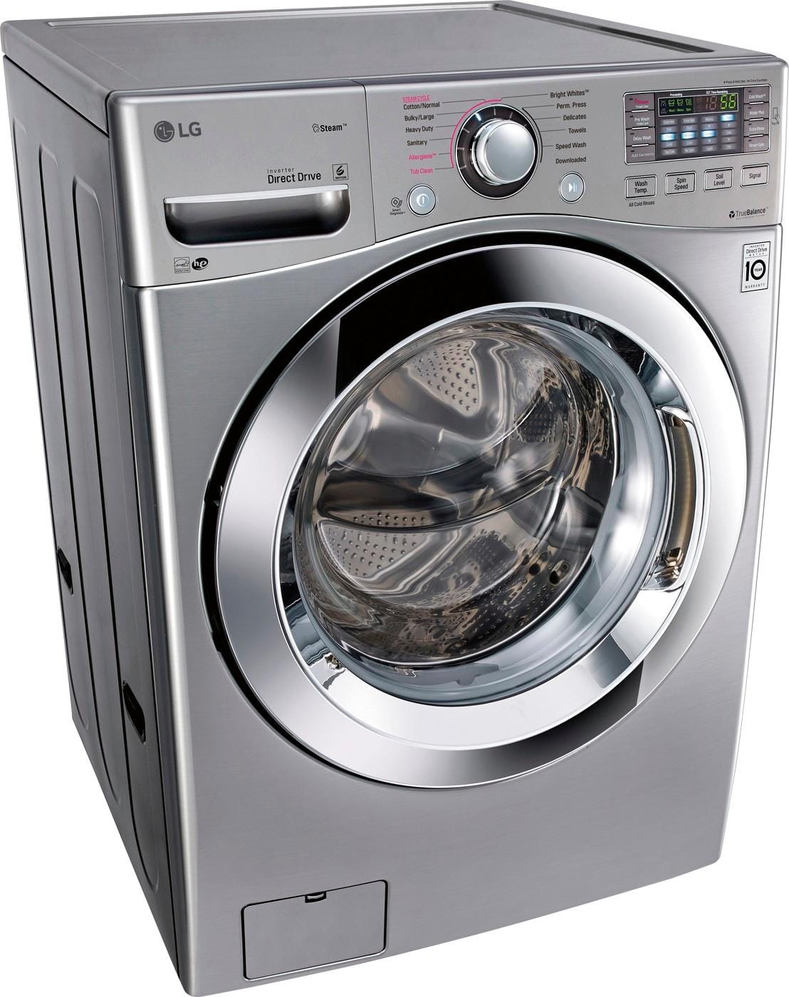 LG - 4.5 Cu. Ft. 12-Cycle Front-Loading Washer - Graphite steel - Angle Zoom