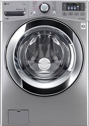 LG - 4.5 Cu. Ft. 12-Cycle Front-Loading Washer - Graphite steel - Larger Front