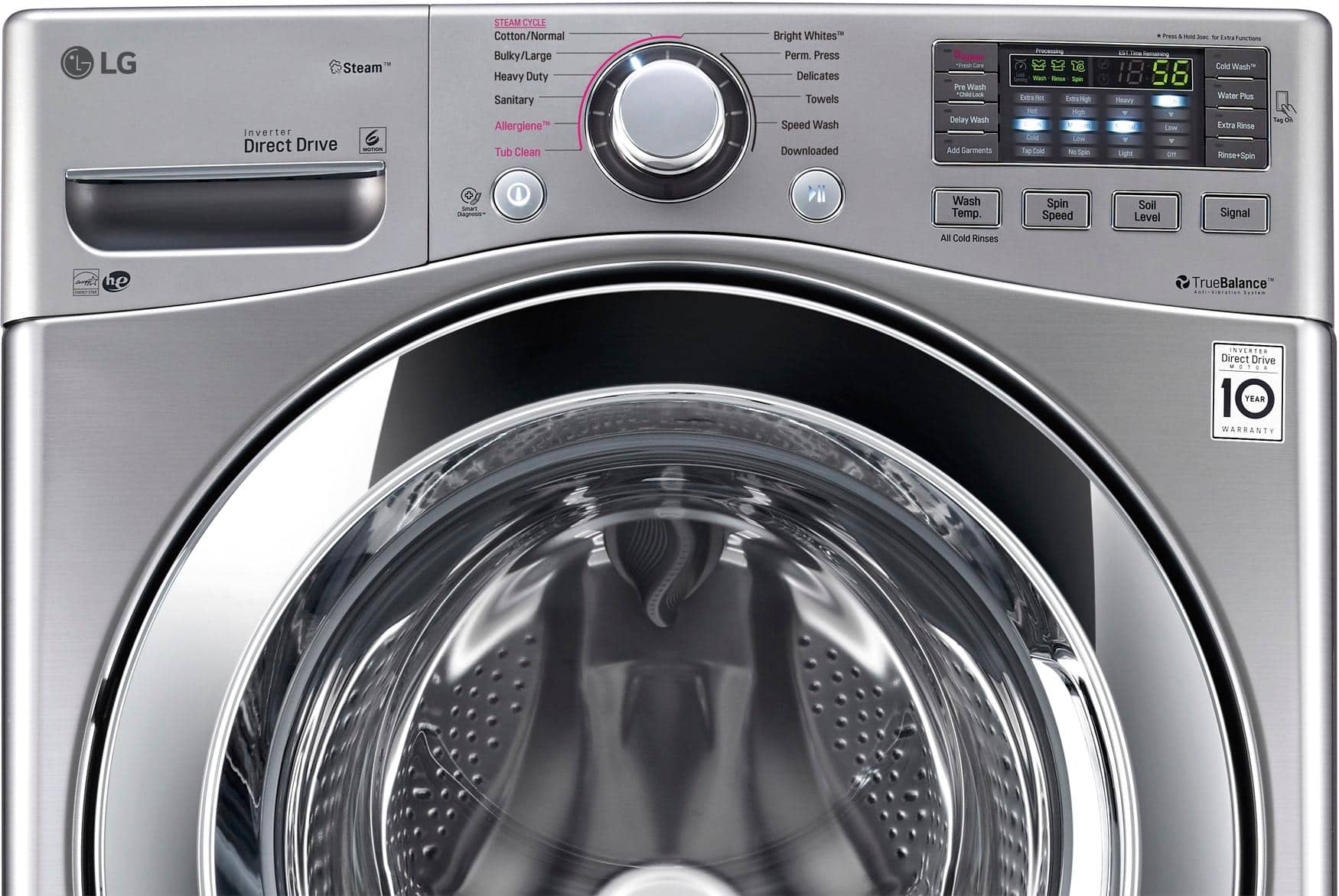 LG - 4.5 Cu. Ft. 12-Cycle Front-Loading Washer - Graphite steel - AlternateView2 Zoom