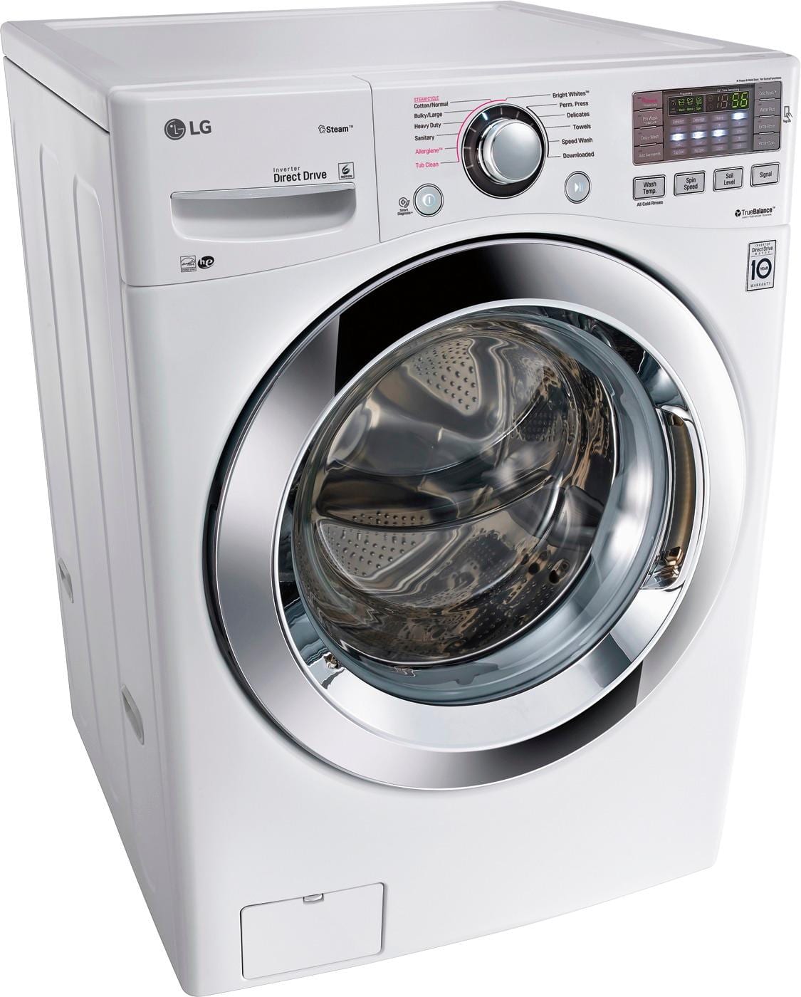 LG - 4.5 Cu. Ft. 12-Cycle Front-Loading Washer - White - Angle Zoom