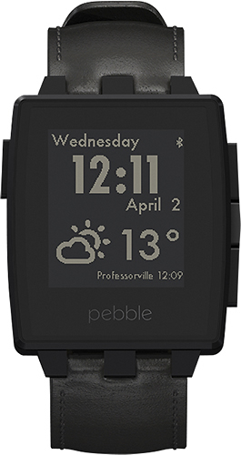 Pebble - Steel Smart Watch for Select iOS and Android Devices - Black - Alternate View 1