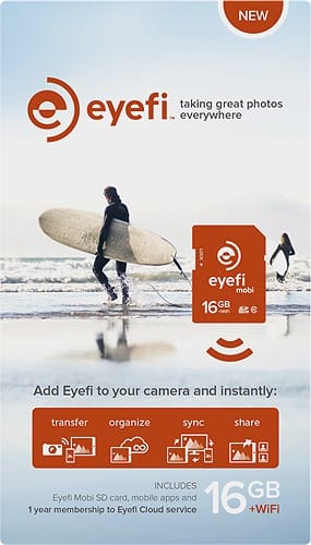 Eye-Fi - Mobi 16GB SDHC Memory Card - Orange - Larger Front