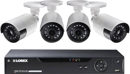 Lorex by FLIR - True HD 8-Channel, 4-Ultra Wide Field Of View Indoor/Outdoor Wired Cameras, 1080p 1TB DVR Surveillance System - Larger Front