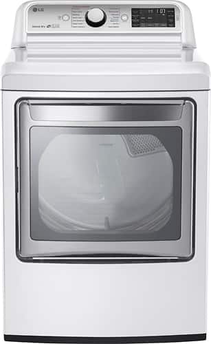 LG - 7.3 Cu. Ft. 14-Cycle Electric Dryer with Steam - White - Larger Front