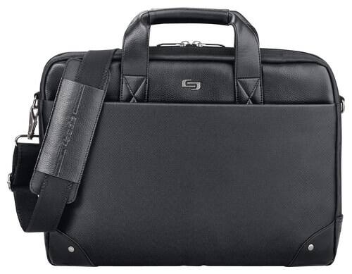 Solo - Executive Vintage Slim Laptop Briefcase - Black - Larger Front