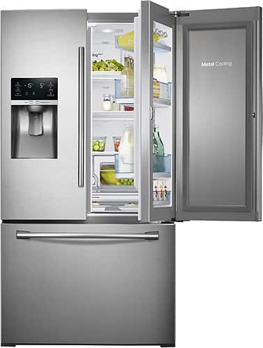 Samsung - Showcase 27.8 Cu. Ft. French Door Refrigerator with Thru-the-Door Ice and Water - Stainless Steel - Larger Front