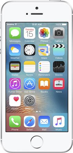 Apple - Geek Squad Refurbished iPhone SE with 16GB Memory Cell Phone - Silver (Sprint) - Larger Front