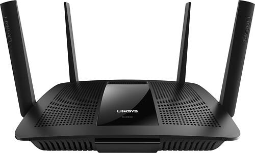 Linksys - Wireless-AC Dual-Band Smart Wi-Fi Router with 4-Port Gigabit Ethernet Switch - Black - Larger Front