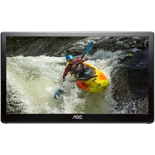 AOC - 15.6" LCD Monitor - Black Glossy black - Larger Front