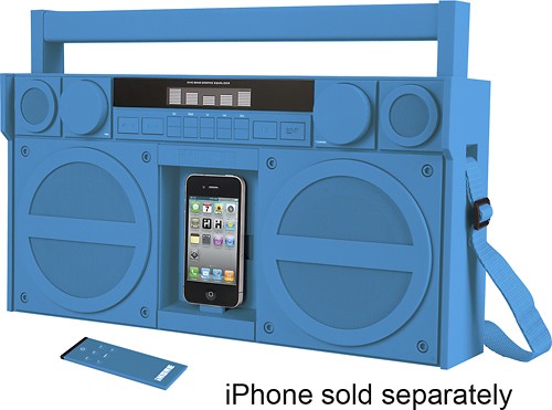 iHome iP4 Boombox with FM Radio and Apple iPhone and iPod Dock - Blue