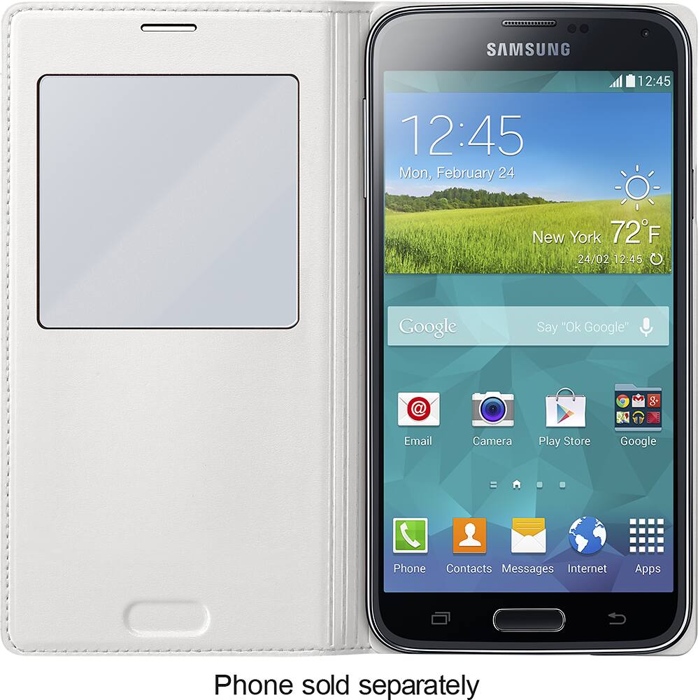 Samsung - S-View Flip Cover for Samsung Galaxy S 5 Cell Phones - White - AlternateView2 Zoom