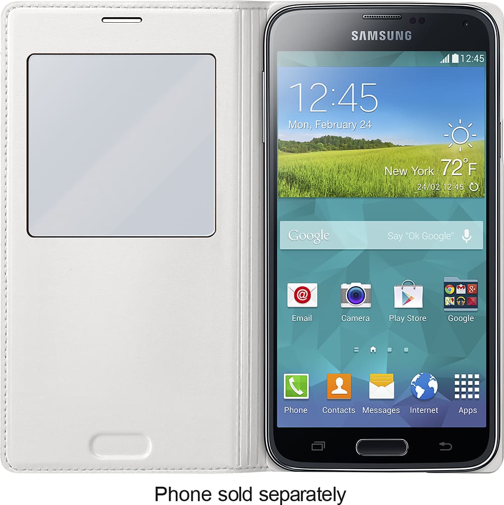 Samsung - S-View Flip Cover for Samsung Galaxy S 5 Cell Phones - White - AlternateView2 Zoom