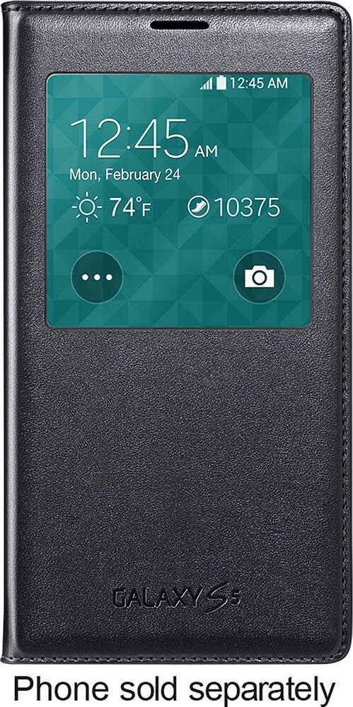 Samsung - S-View Flip Cover for Samsung Galaxy S 5 Cell Phones - Black - Front Zoom