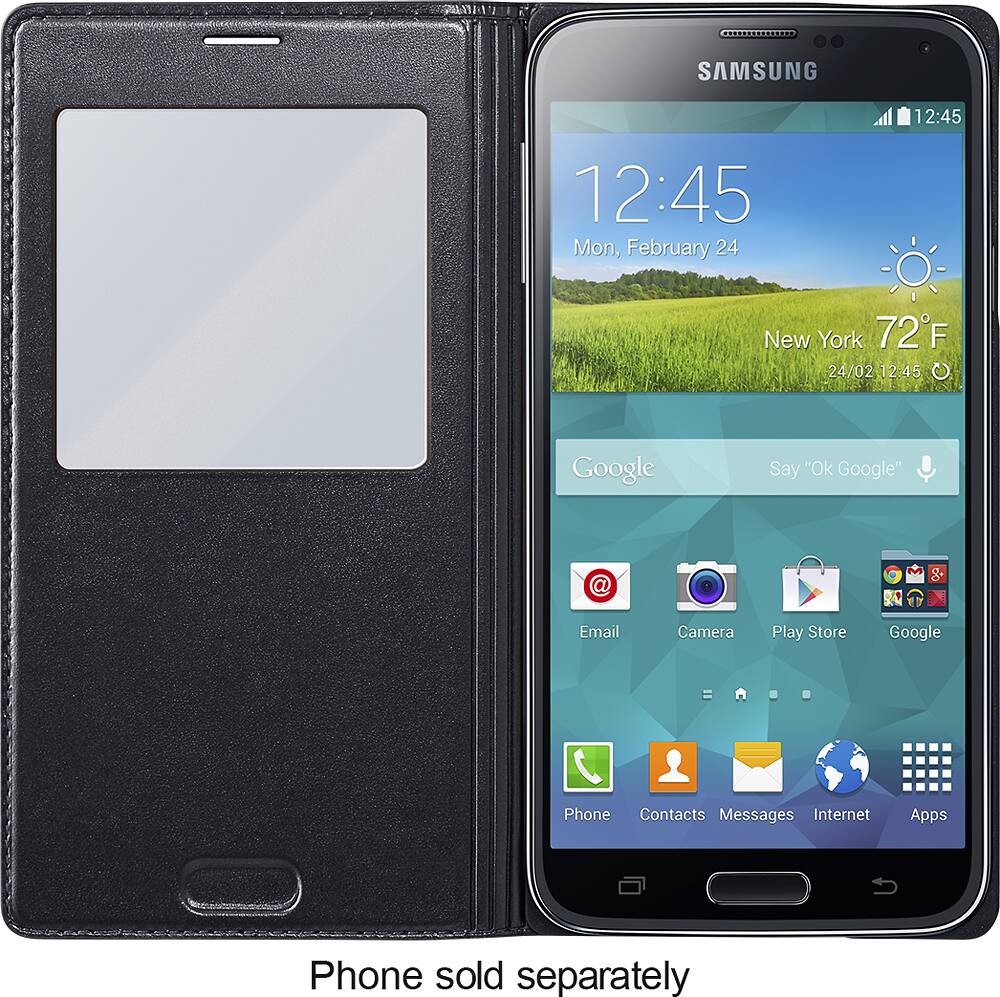 Samsung - S-View Flip Cover for Samsung Galaxy S 5 Cell Phones - Black - AlternateView2 Zoom