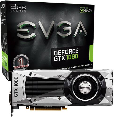 EVGA - Founders Edition NVIDIA GeForce GTX 1080 8GB GDDR5X PCI Express 3.0 Graphics Card - Larger Front