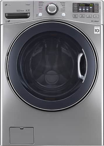 LG - TurboWash 4.5 Cu. Ft. 12-Cycle Front-Loading Washer with Steam - Graphite steel - Larger Front